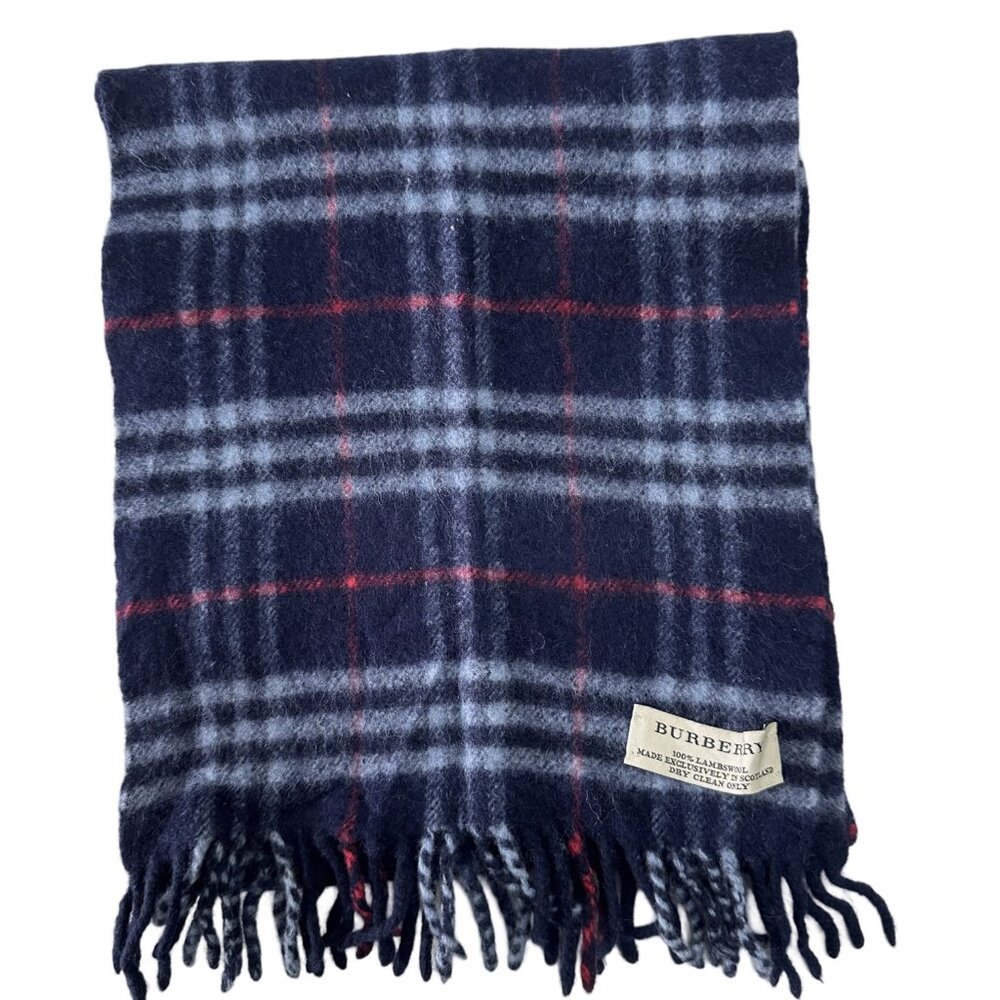 Burberry Classic Check Scarf Black 100% Lambswool Unisex Scarf Made In England - Picture 2 of 7